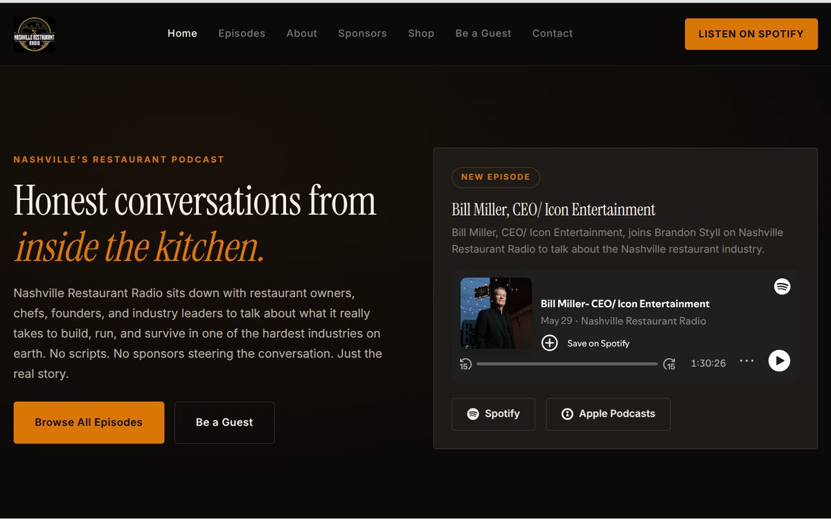 Nashville Restaurant Radio website